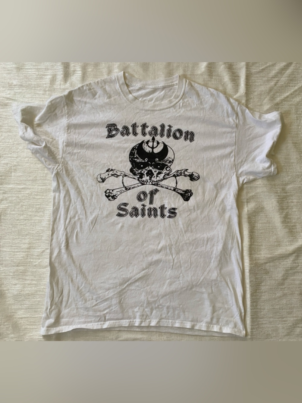 Battalion of Saints White Screen Printed Band T Shirt Mens Medium Large